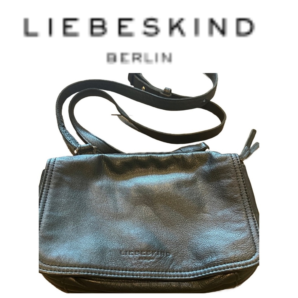 Liebeskind Black Leather Triple Zipper Crossbody Bag with Adjustable Strap